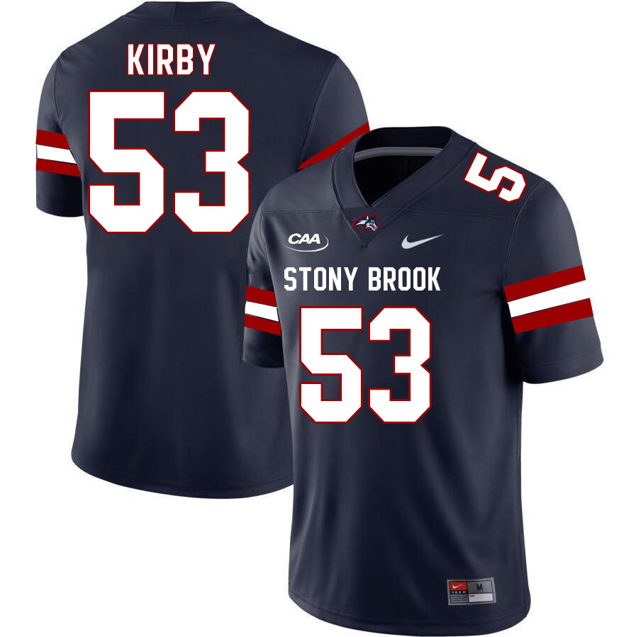 Stony Brook Seawolves #53 Enda Kirby College Football Jerseys Stitched Sale-Navy